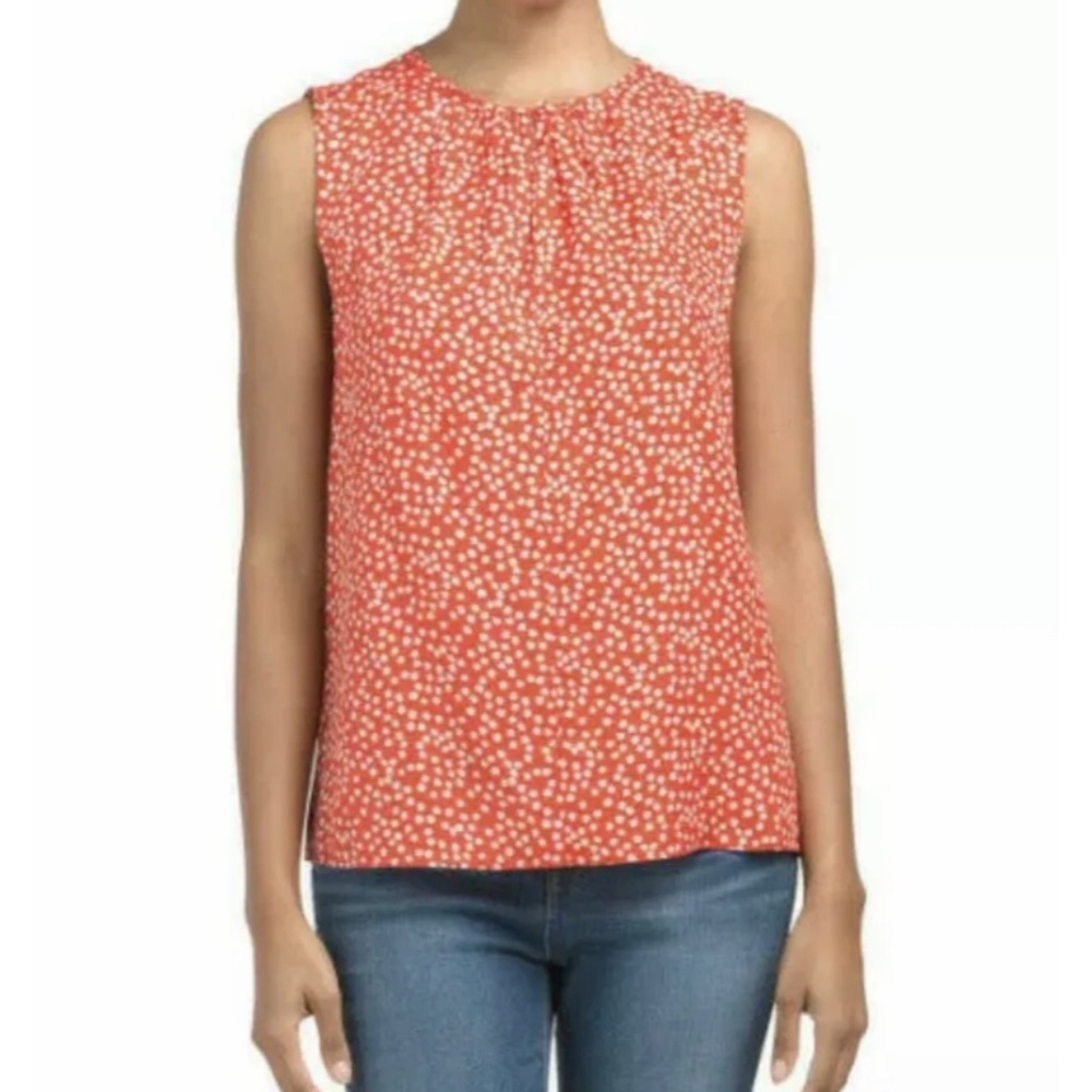 Rebecca Taylor Malia silk Floral Sleeveless Keyhole Top NWT 4 cherry red